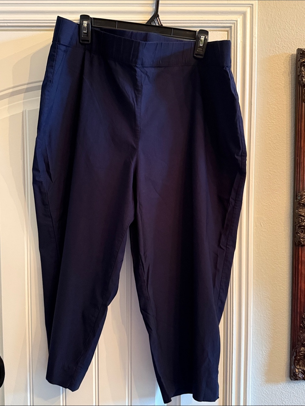 Susan Graver Navy Straight-Leg Stretch Pants